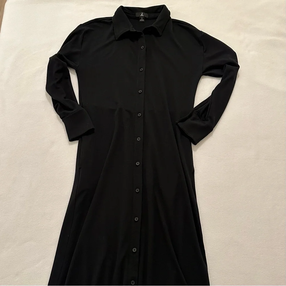 Jason Wu Long Black Button-Down Collared Shirt Dress Women’s XS Maxi Long Sleeve